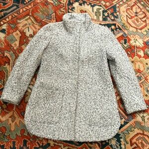 Boucle Funnel Neck  Zipper Coat